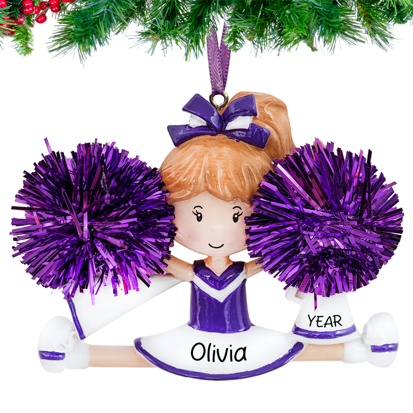 Personalized Christmas Cheerleader Ornament - Purple 2025