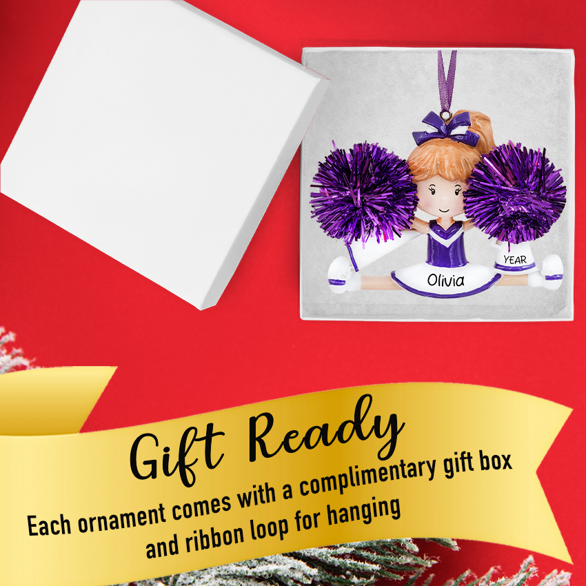 Personalized Christmas Cheerleader Ornament - Purple 2025