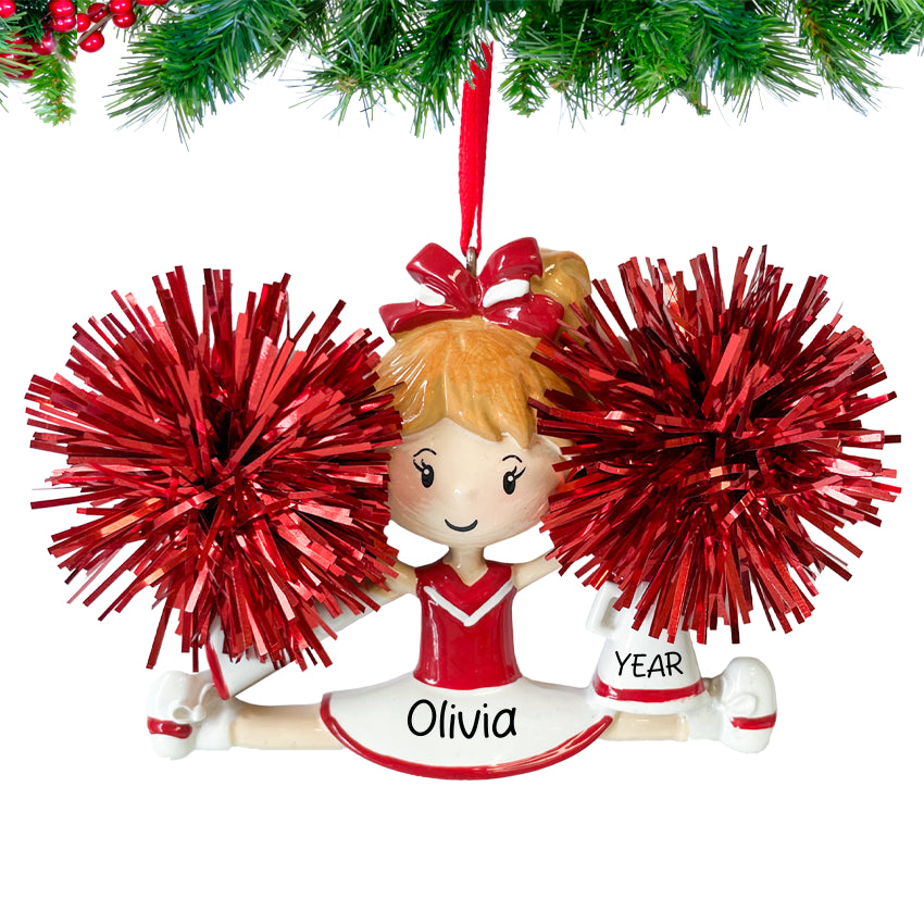 Personalized Christmas Cheerleader Ornament - Red 2025
