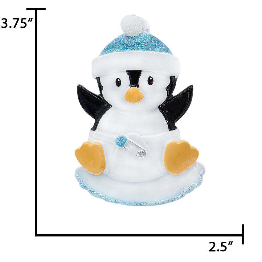 Personalized Baby Boy Penguin Ornament - Baby's First Christmas Gift