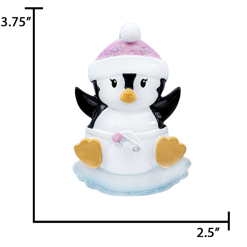 Personalized Baby Girl Penguin Ornament - Baby's First Christmas Gift
