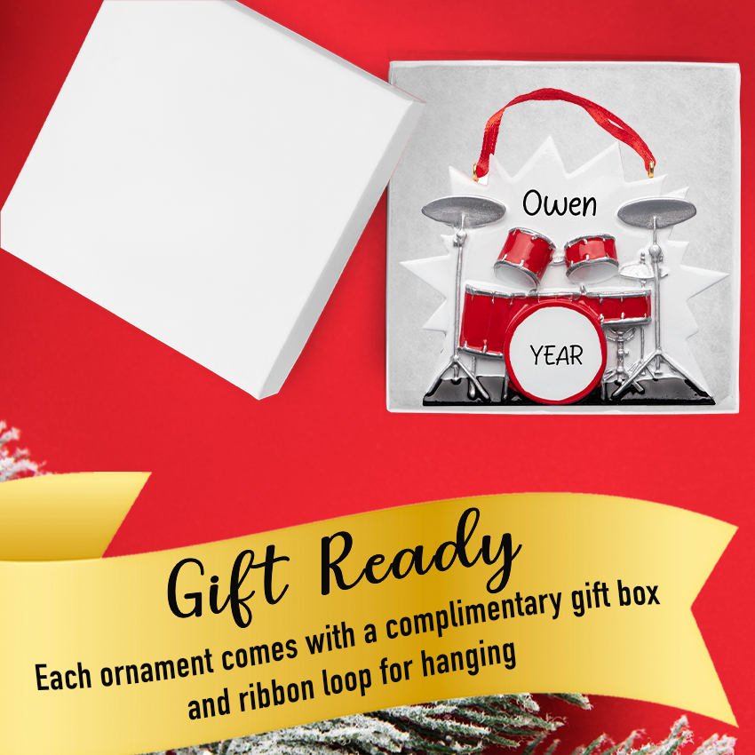 Personalized Drum Kit Musical Instrument Christmas Ornament