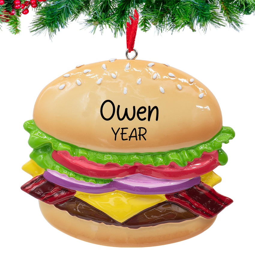 Personalized Burger Christmas Ornament