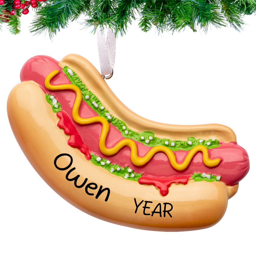 Personalized Hot Dog Christmas Ornament