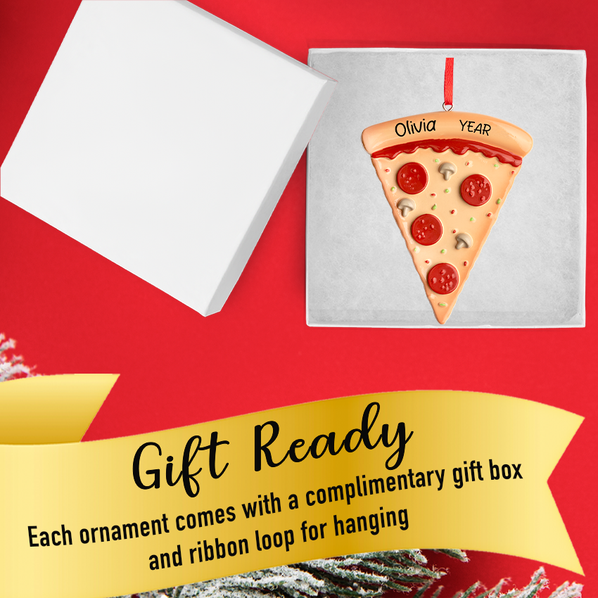 Personalized Pizza Slice Christmas Ornament