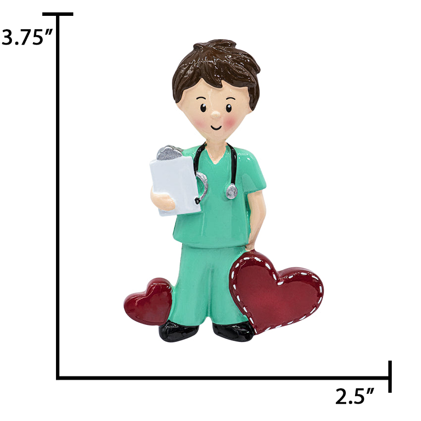 Personalized Male Nurse in Scrubs Christmas Ornament