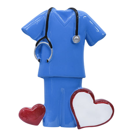 Personalized Blue Scrubs Christmas Ornament