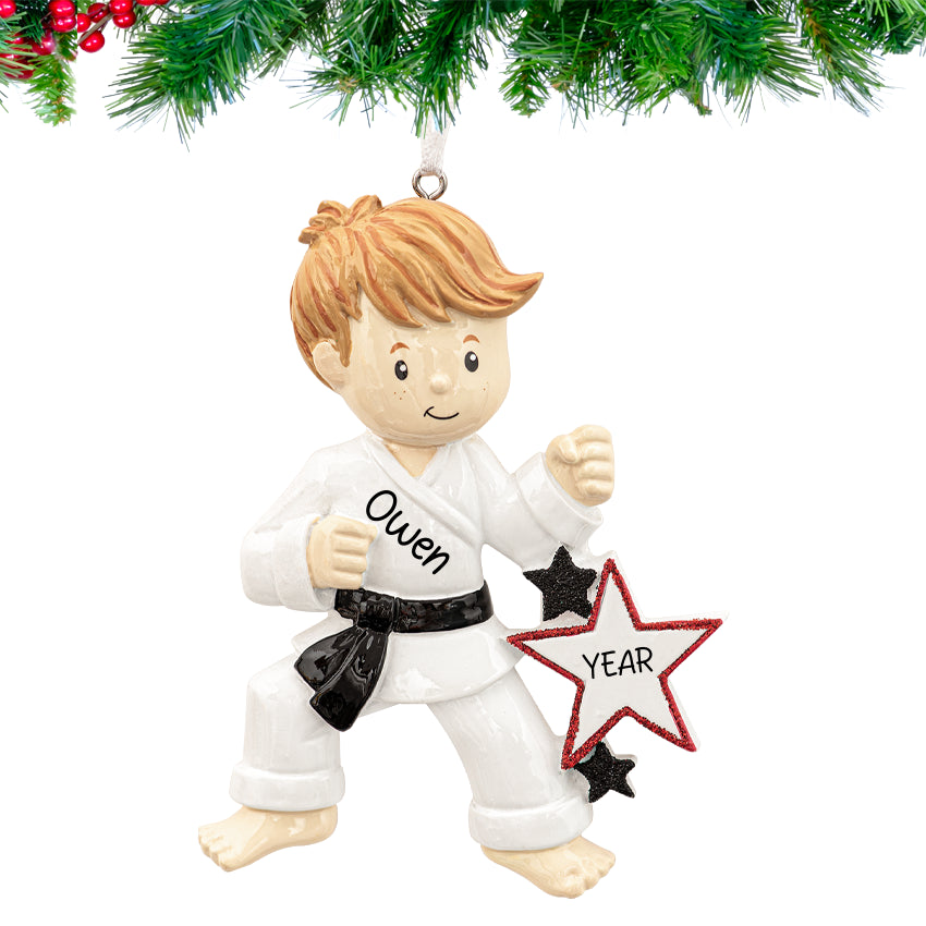 Karete Boy Ornament with custom name & year