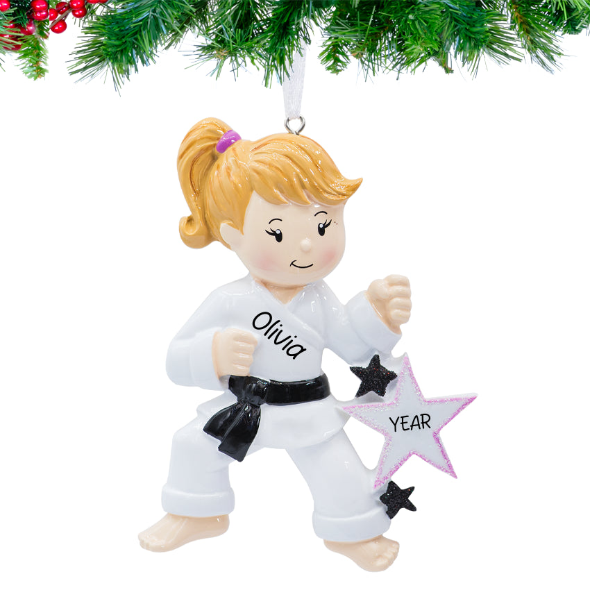 Personalized Karate Girl Christmas Ornament 2025