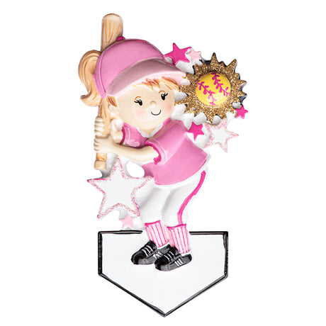 Custom Softball Girl Christmas Ornament
