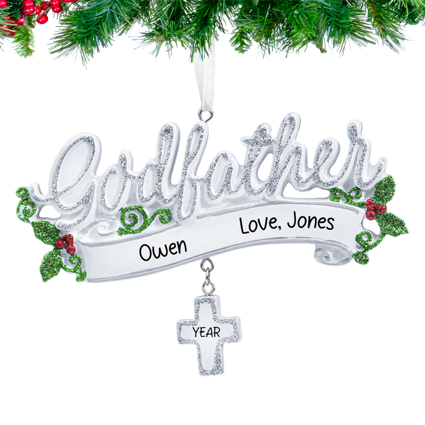 Personalized Godfather Christmas Ornament - Baptism Gift from Godchild