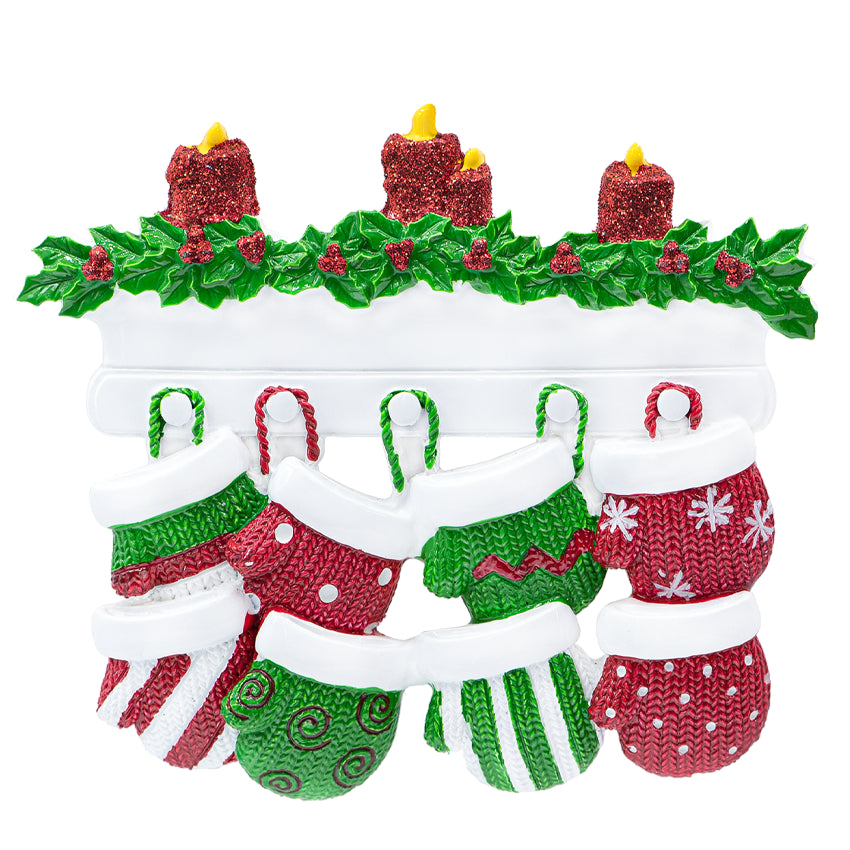 Personalized Mitten Family of 8 Christmas Ornament