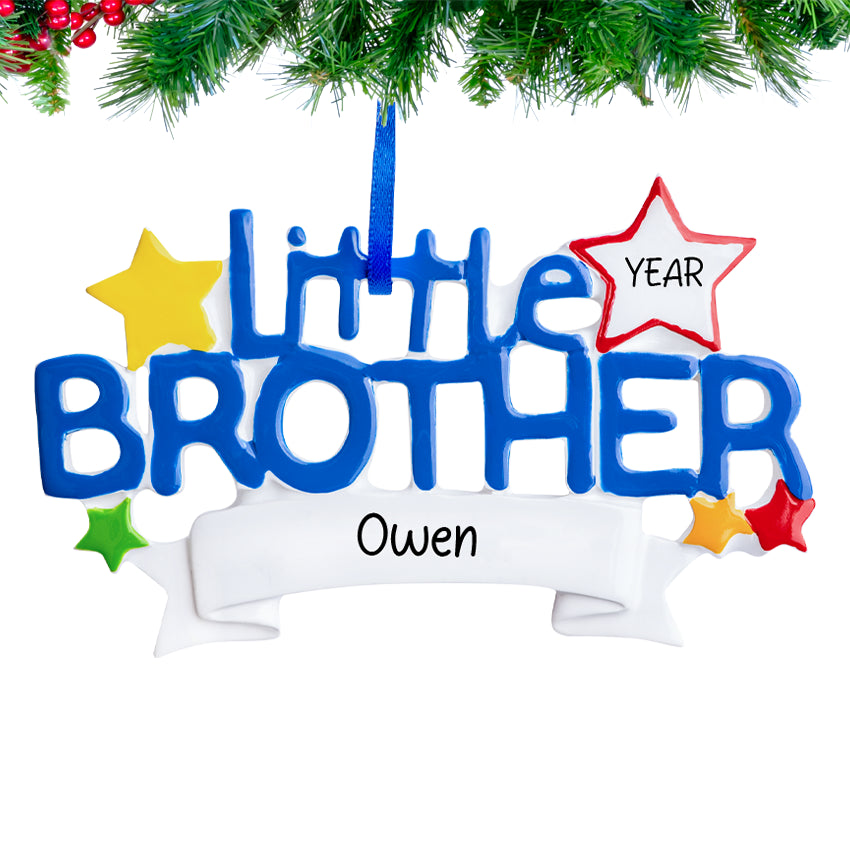 Personalized Little Brother Christmas Ornament