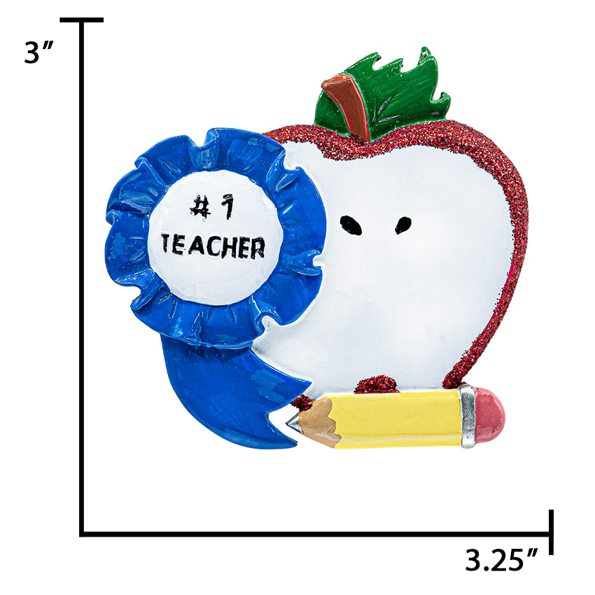 Personalized #1 Teacher Christmas Ornament - Best Great Teacher Gift