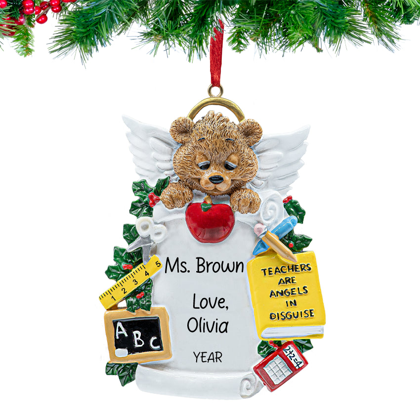 Personalized Teachers are Angels in Disguise Christmas Ornament