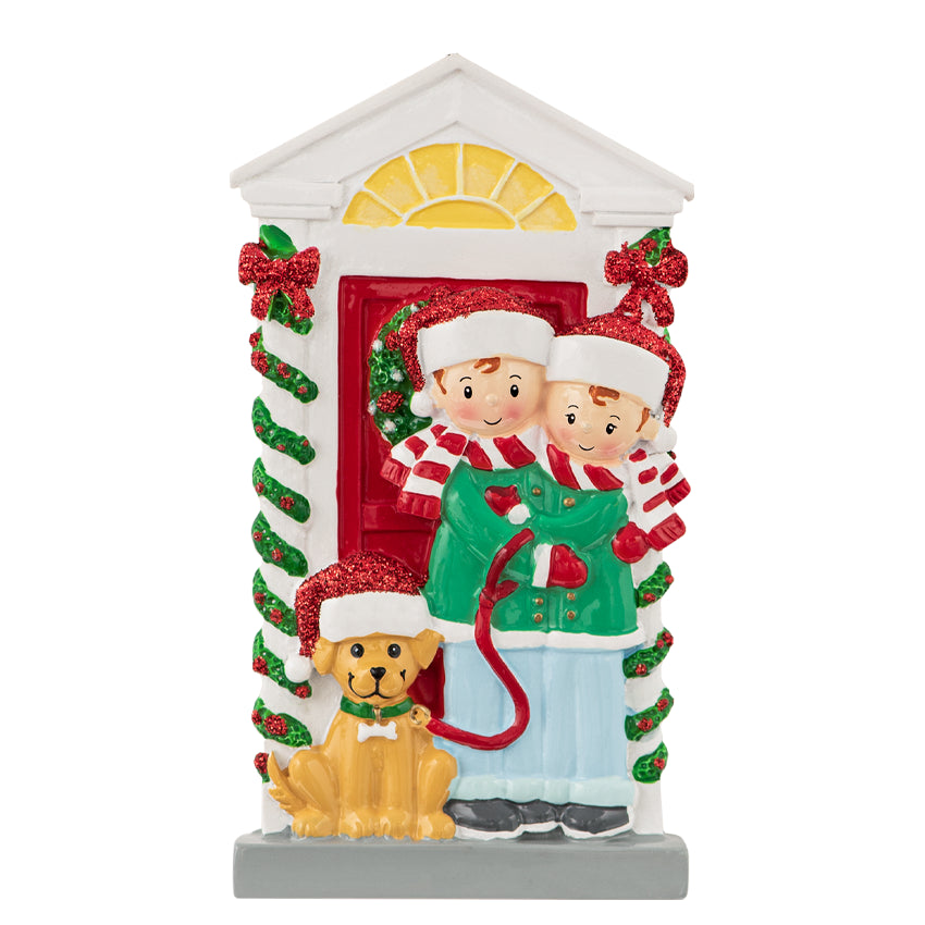 Personalized Couple with Dog Ornament for Christmas Tree
