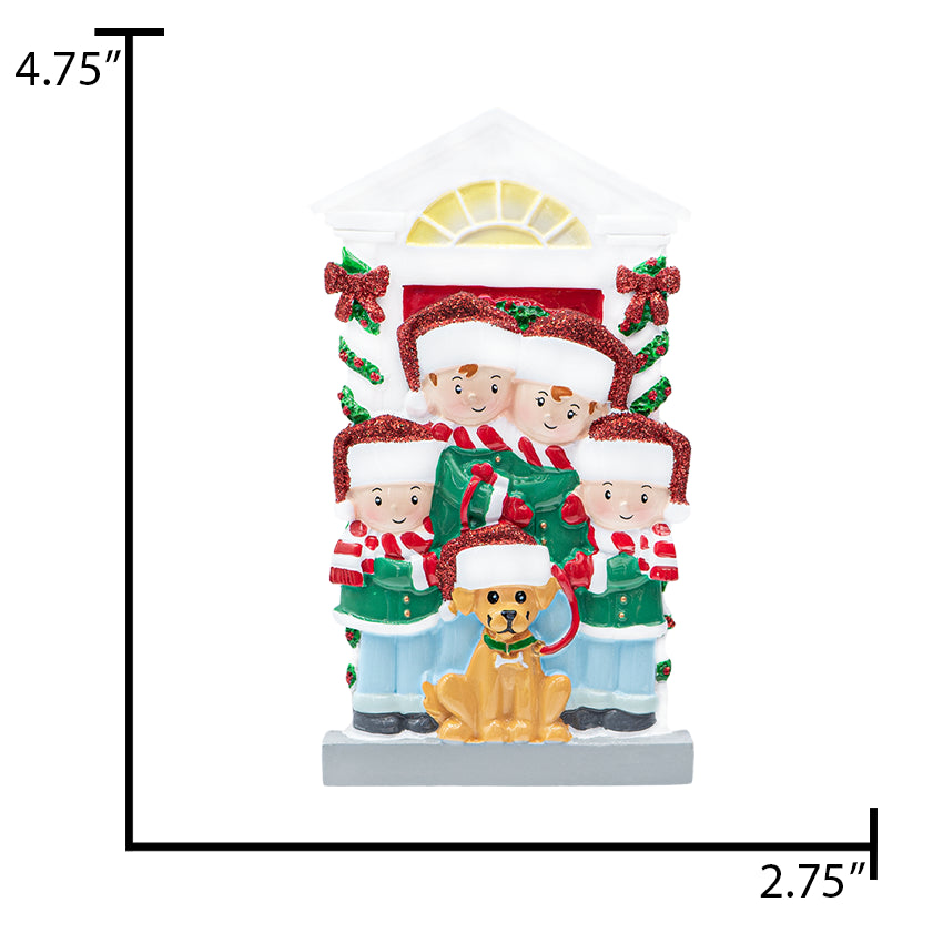Personalized Family of 4 with Dog Ornament for Christmas Tree