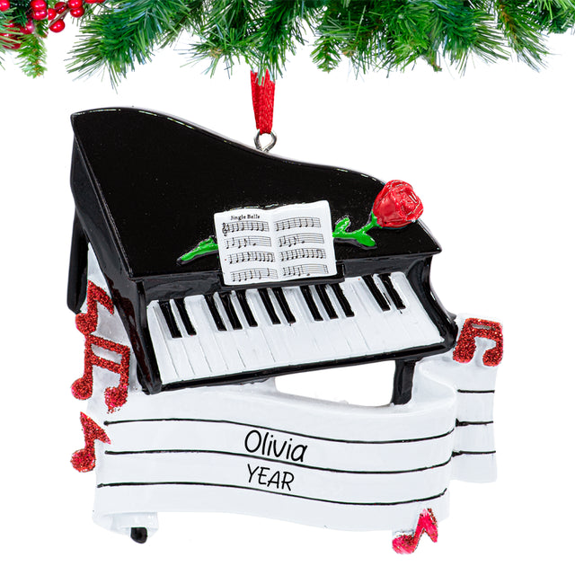 Customized Christmas piano ornament - Custom Name & year