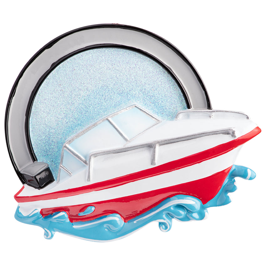 Personalized Speed Boat Christmas Ornament