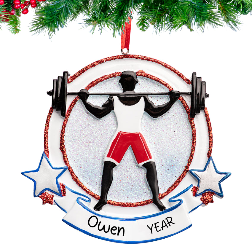Personalized Weightlifting Christmas Ornament 2025