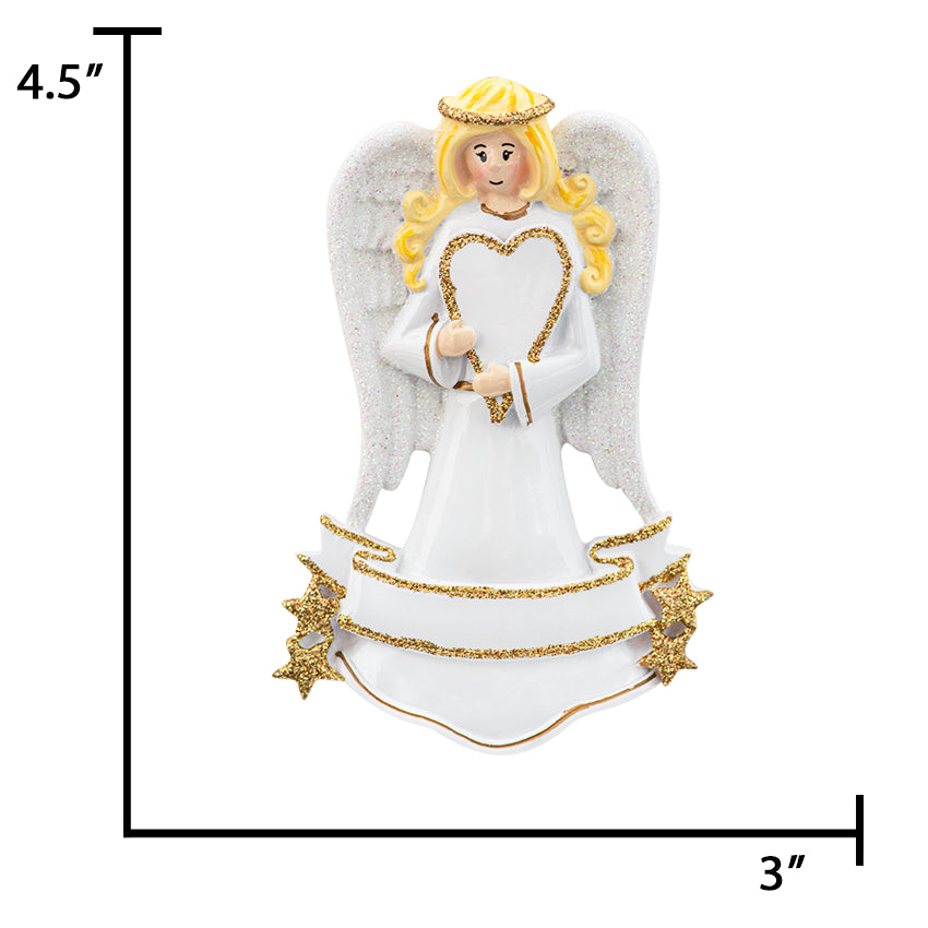 Personalized Angel with Heart Memorial Christmas Ornament
