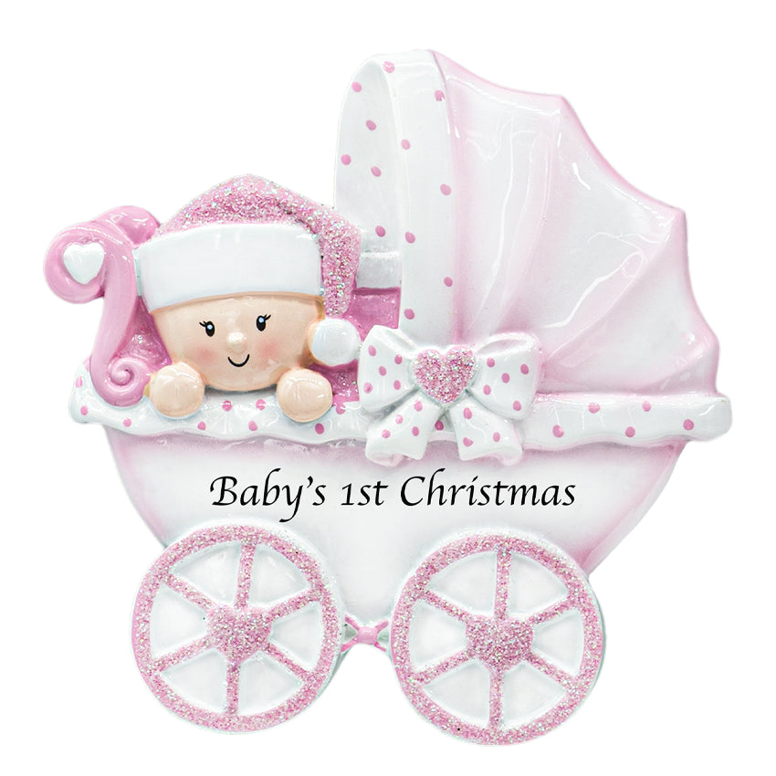 Personalized Baby Girl Carriage Christmas Ornament