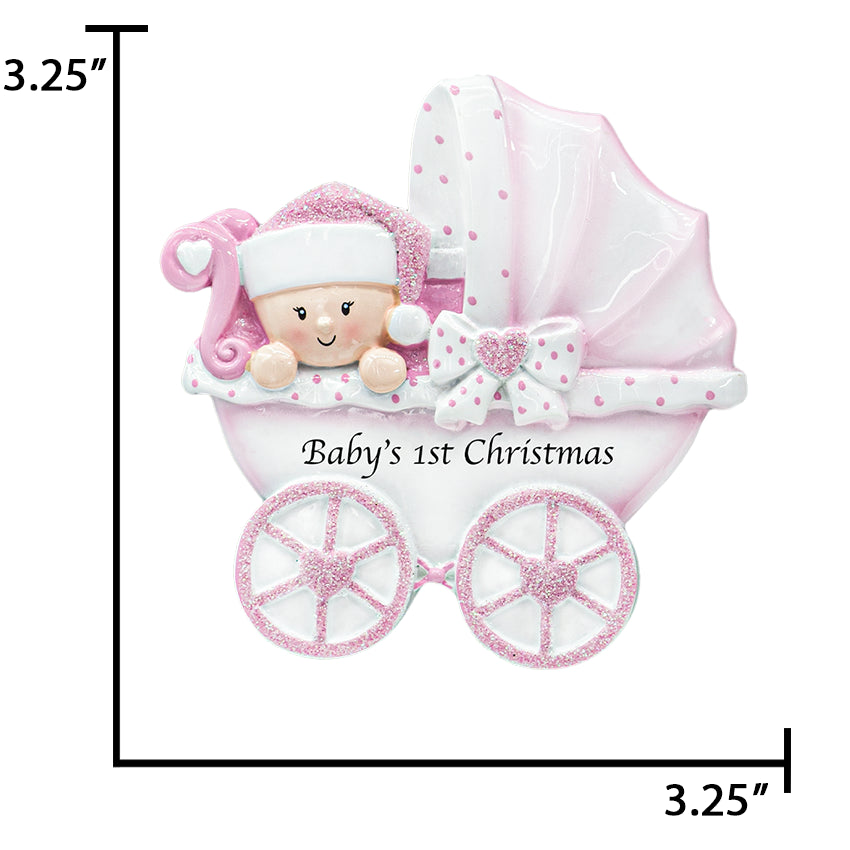 Personalized Baby Girl Carriage Christmas Ornament