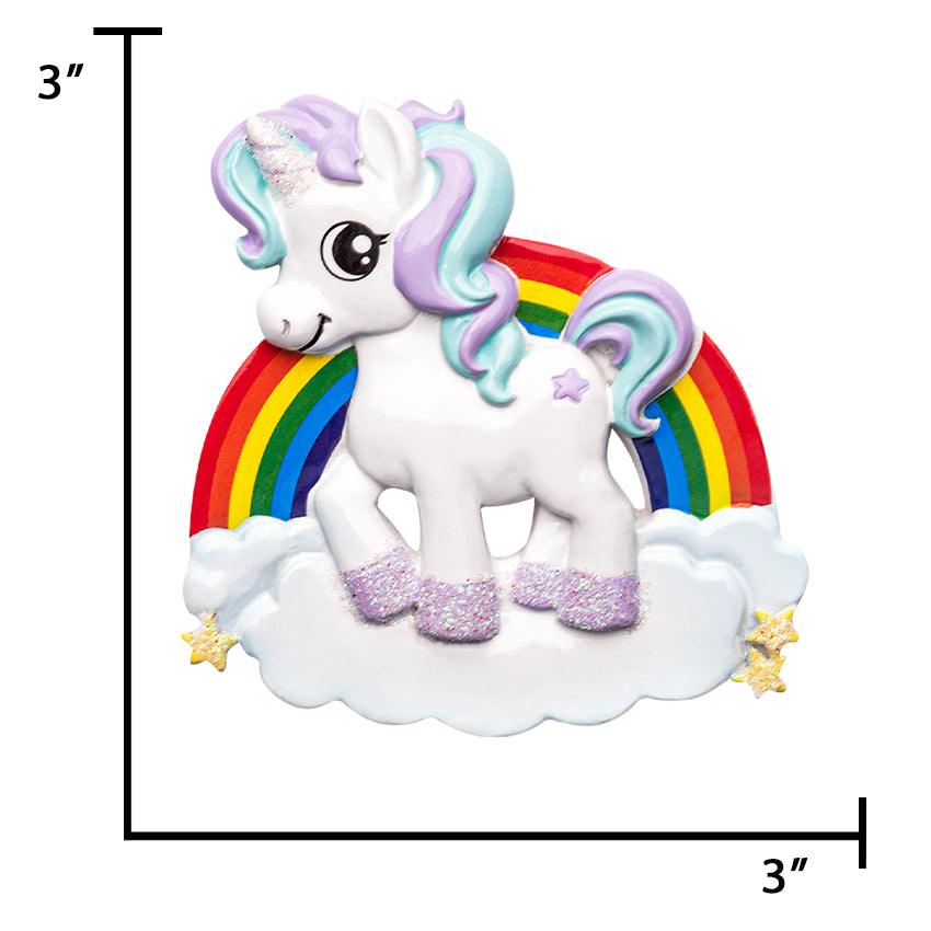 Personalized Rainbow Unicorn Christmas Ornament