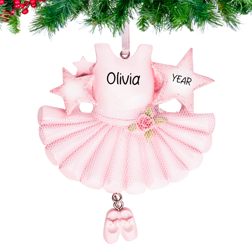 Pink ballerina Christmas ornament, a charming decoration perfect for adding elegance to your decor.