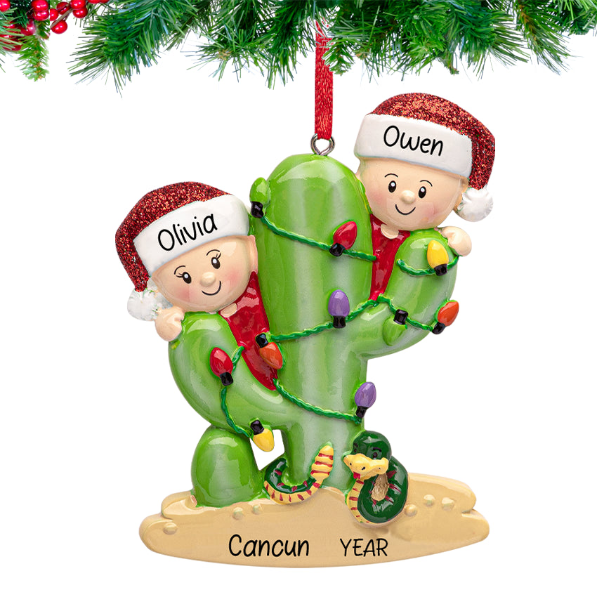 Custom Cactus Couple Christmas Ornament