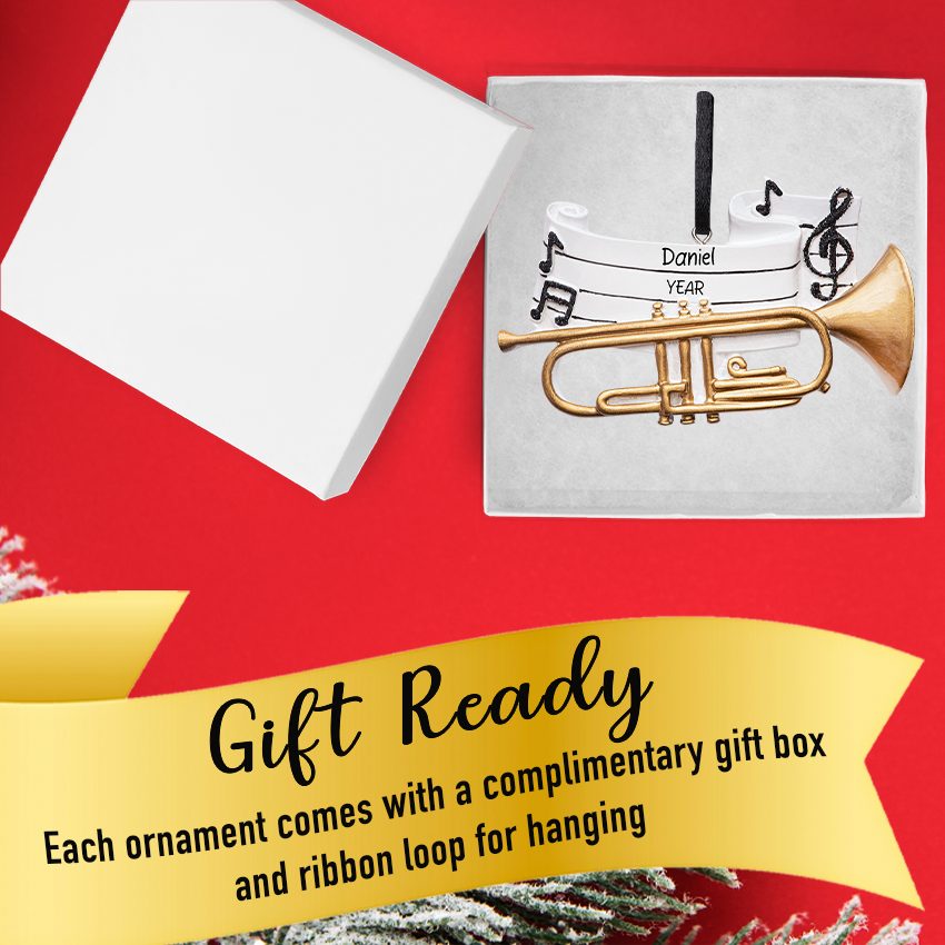 Personalized Trumpet Christmas Ornament - Musical Brass Instrument Gift