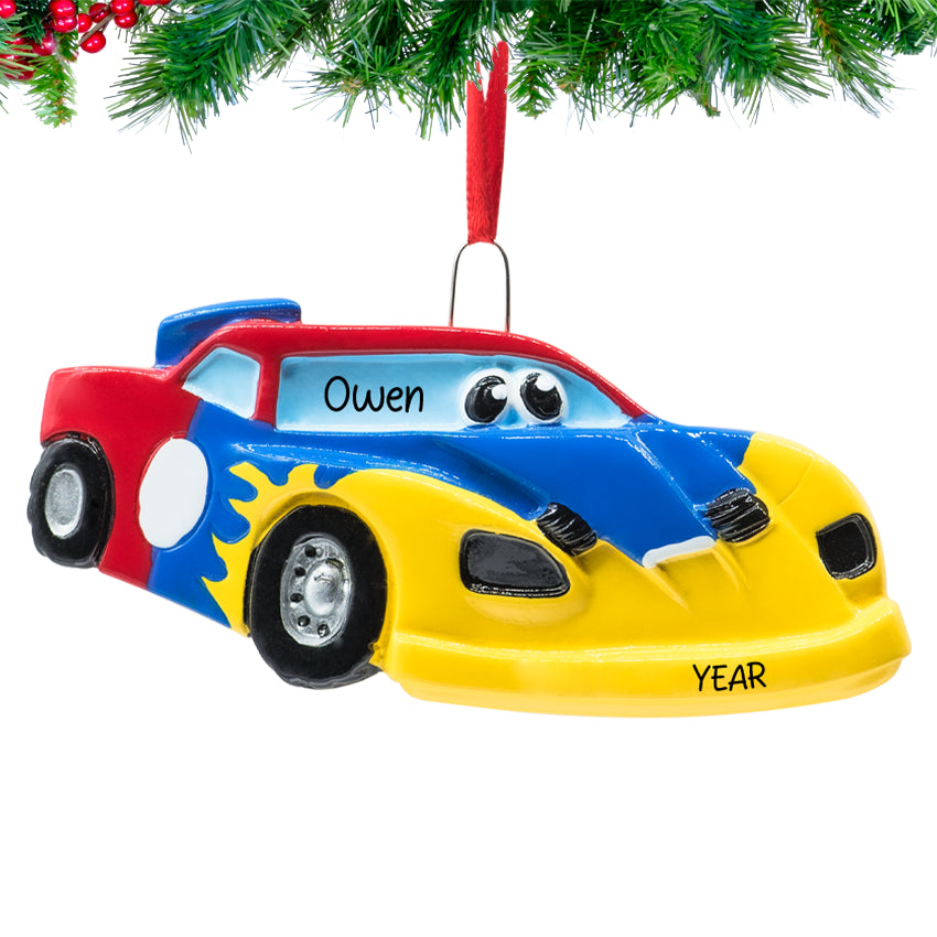 Personalized Race Car Christmas Ornament