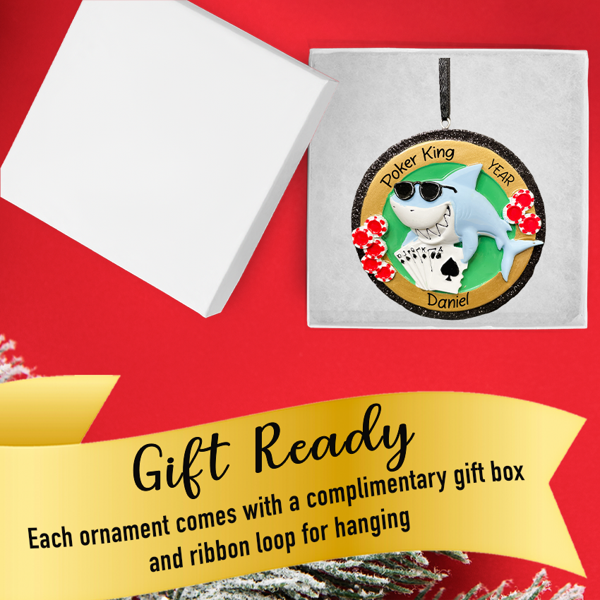 Personalized Poker Shark Christmas Ornament