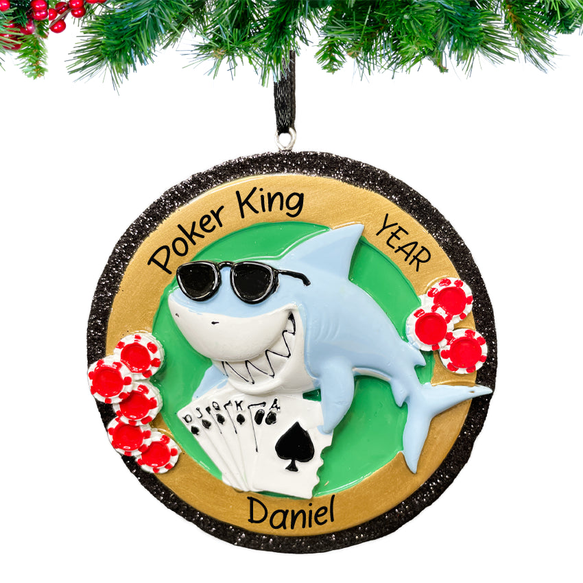 Personalized Poker Shark Christmas Ornament