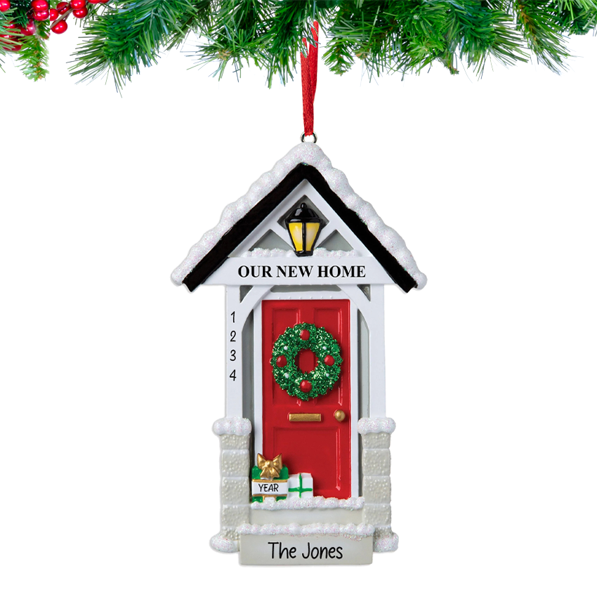 Personalized New Home / Red Door Christmas Ornament