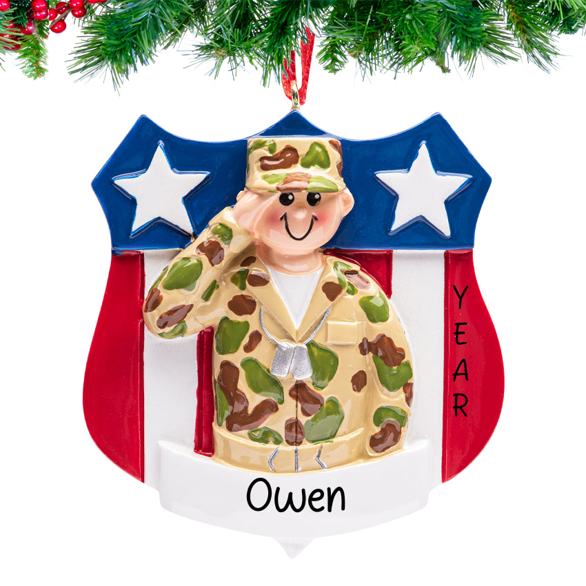 Personalized Army Christmas Ornament