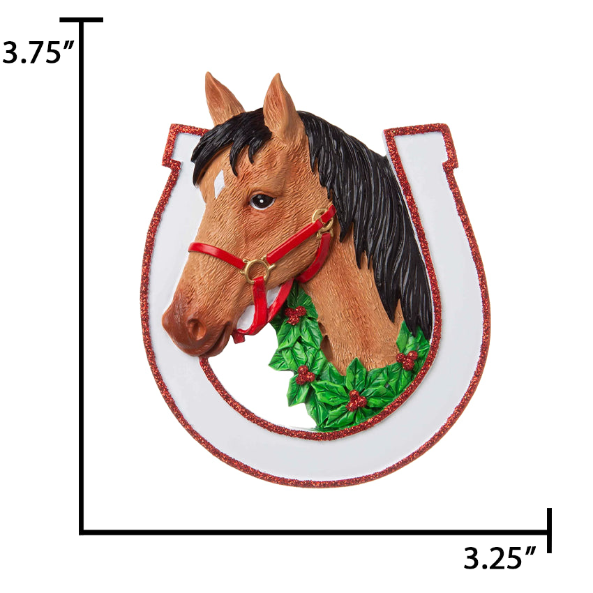 Personalized Brown Horse Christmas Ornament