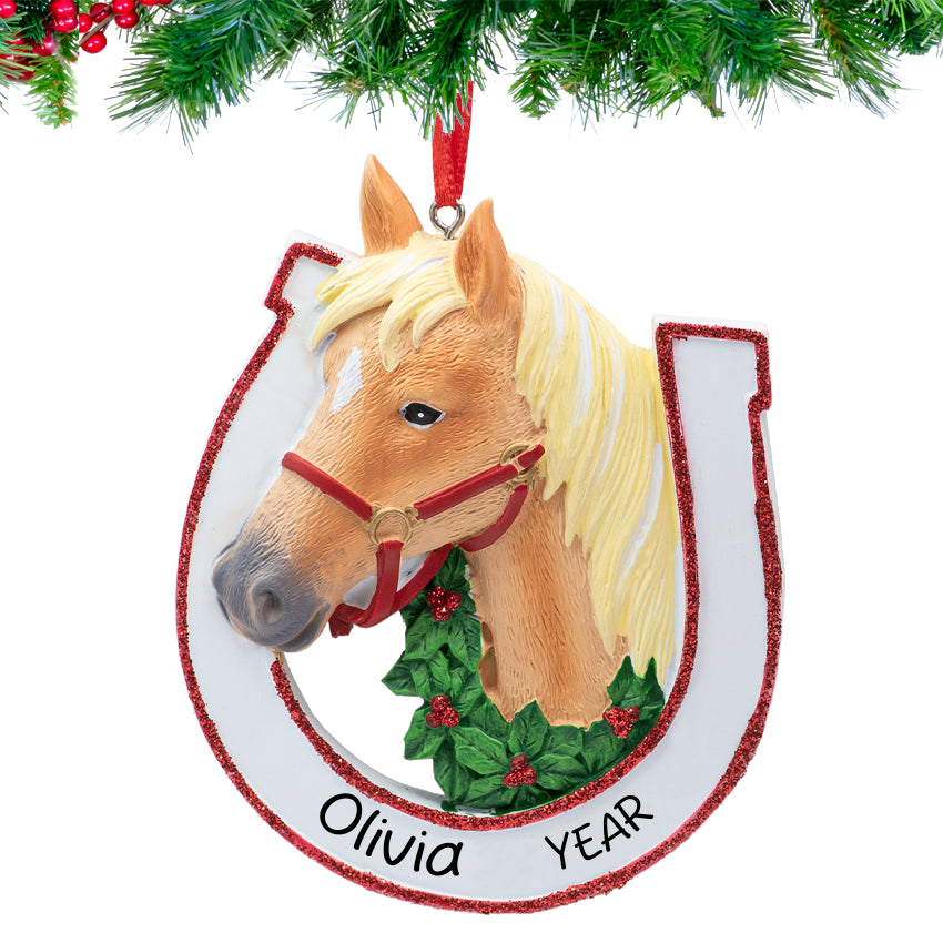 Personalized Tan Horse Christmas Ornament