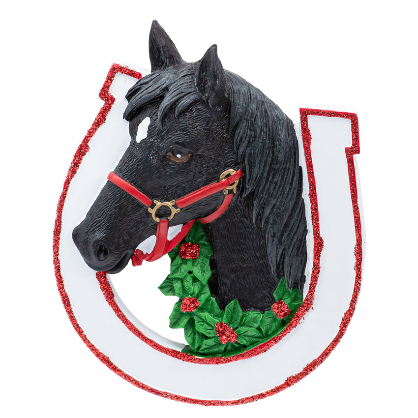 Personalized Black Horse Christmas Ornament