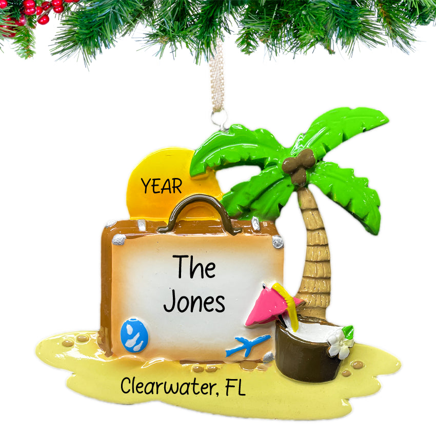 Personalized Vacation Bag Christmas Ornament - Beach Vacation