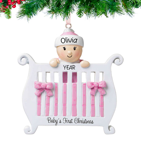Personalized baby's first Christmas ornaments with custom names and designs, ideal for celebrations.