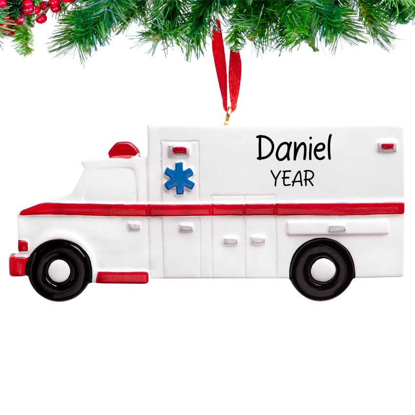 Personalized Ambulance Christmas Ornament