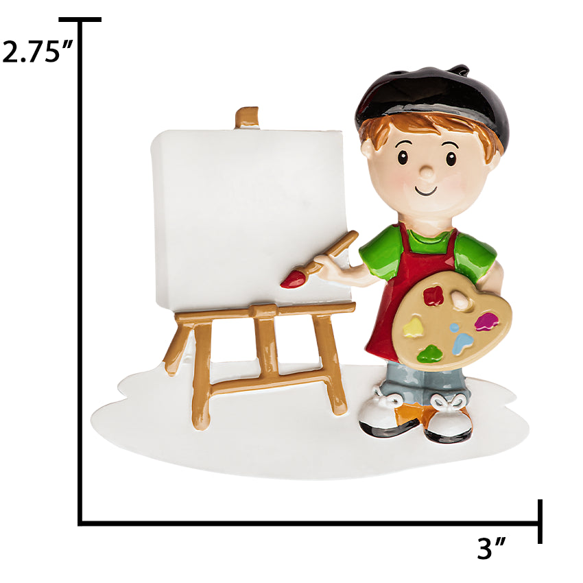 Personalized Artist Painting Boy Christmas Ornament