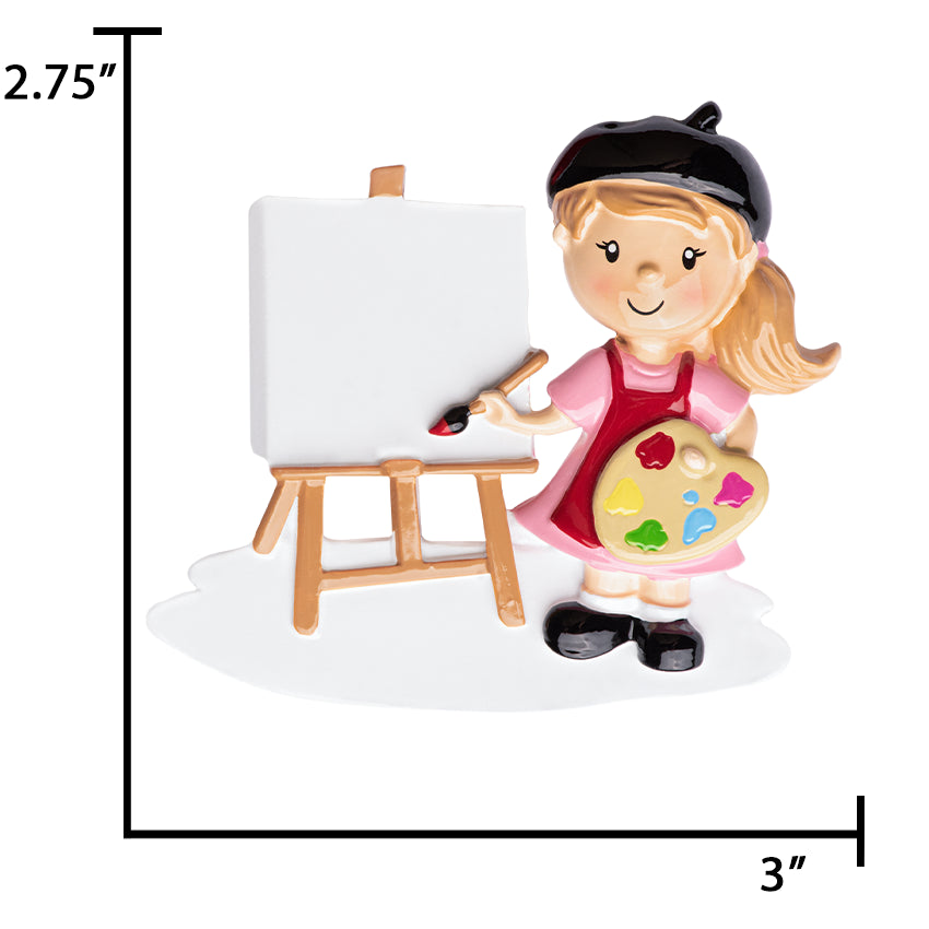 Personalized Artist Painting Girl Christmas Ornament