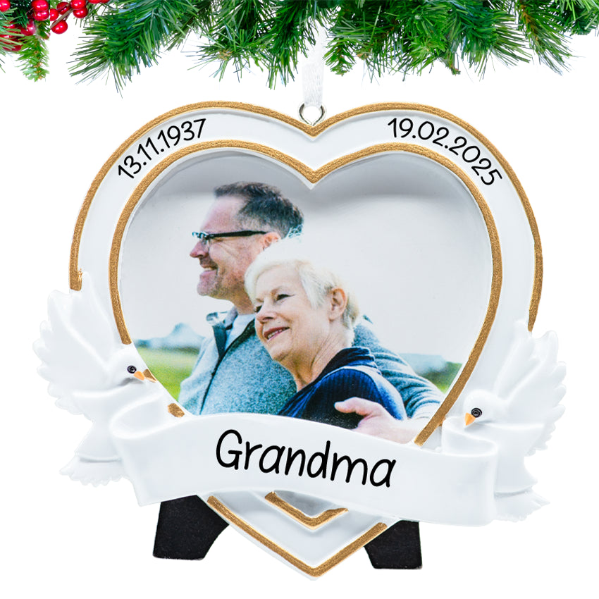 Personalized Memorial Picture Frame Christmas Ornament - Remembrance Sympathy Gift