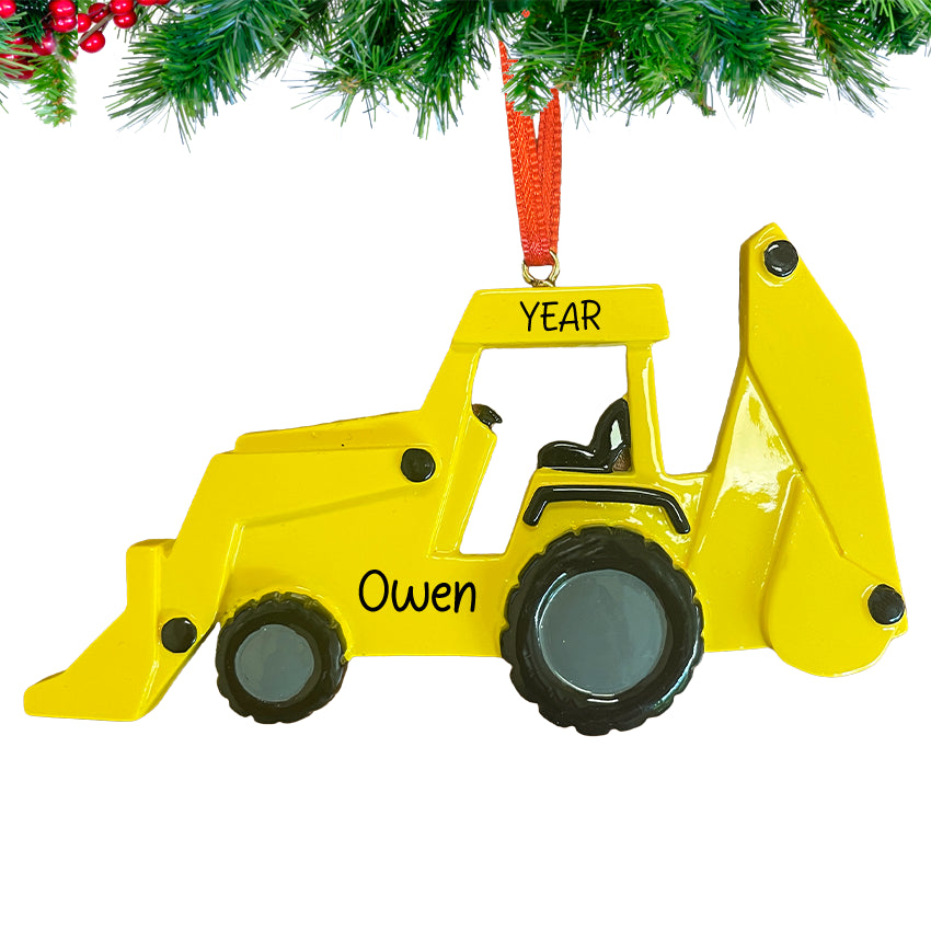 Personalized Backhoe Christmas Ornament