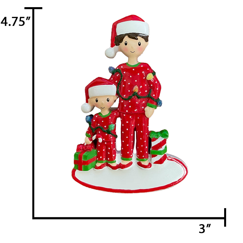 Personalized Single Dad with 1 Child Christmas Ornament