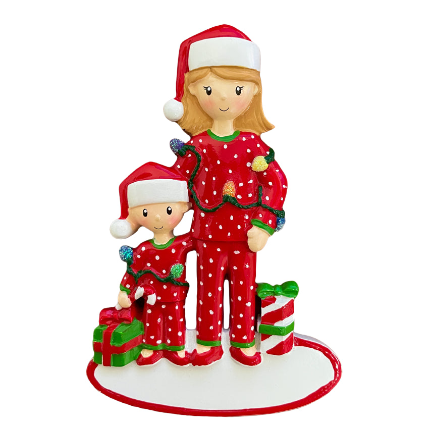 Personalized Single Mom with 1 Child Christmas Ornament