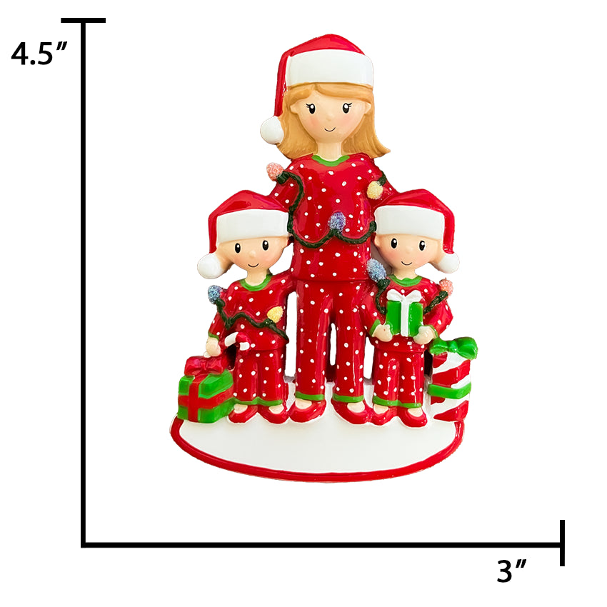 Personalized Single Mom with 2 Children Christmas Ornament