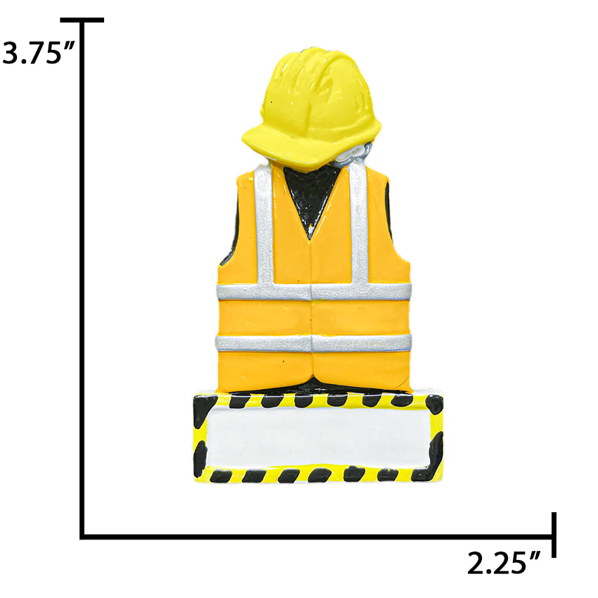 Personalized Construction Safety Vest Christmas Ornament